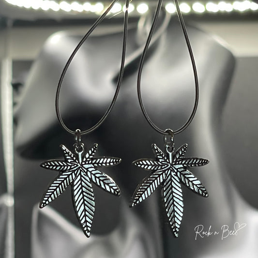 420 Leaf Guitar String Earrings